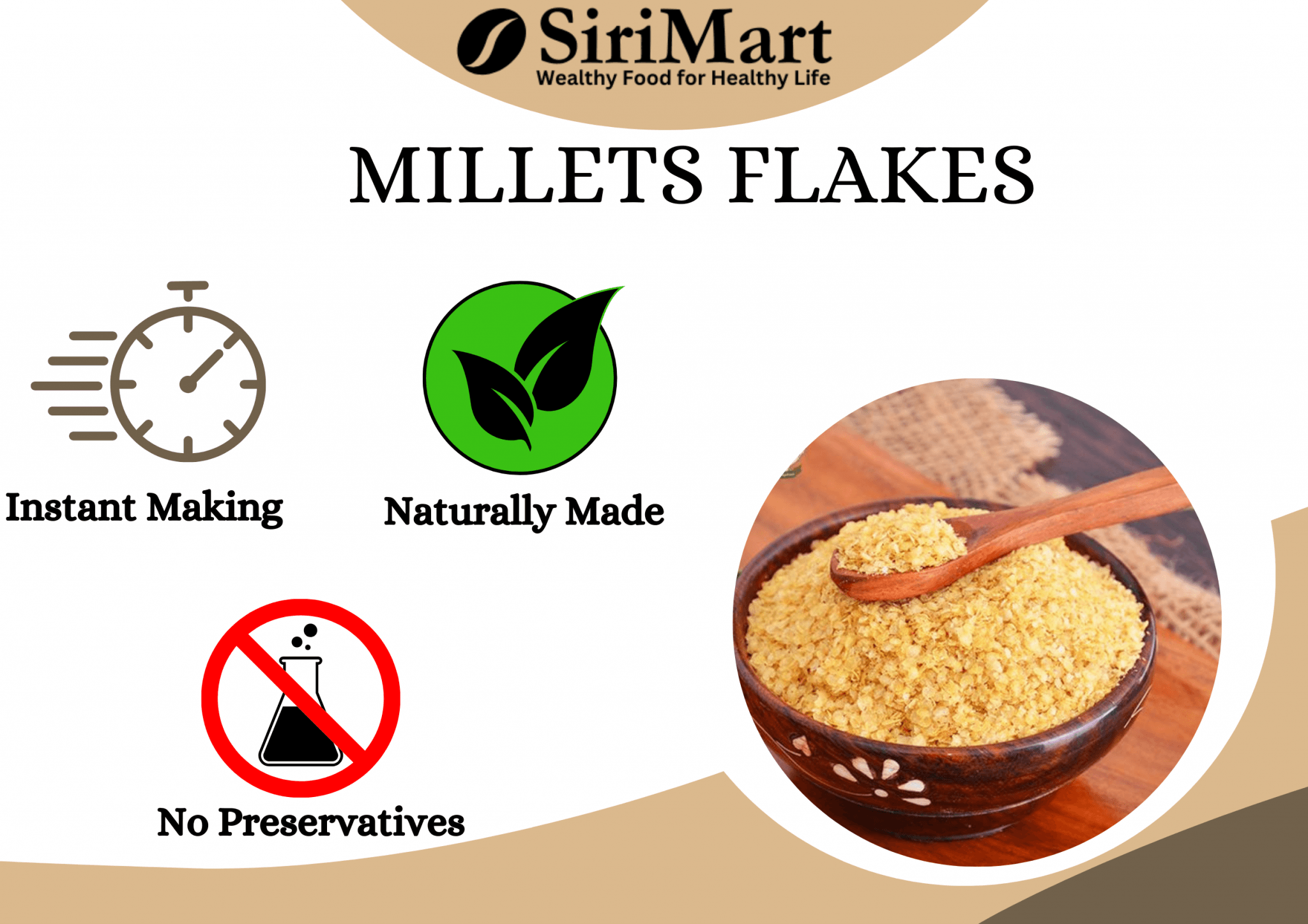 SiriMart Foxtail Millet Flakes 500 gms Healthy Breakfast Millet